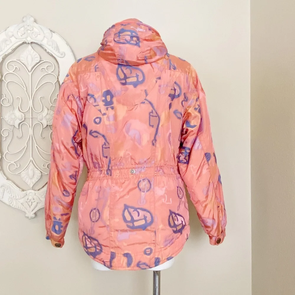 Spyder | Womens Pink and Blue Vintage Print Ski Jacket | Size: 8 - Picture 6 of 13